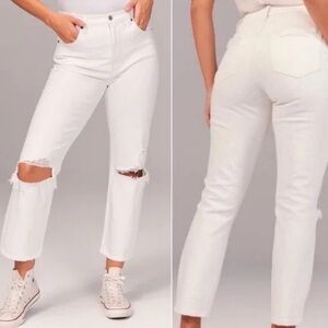 Abercrombie & Fitch Women's White Distressed Jeans